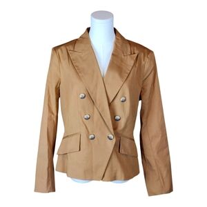 Ryegrass Double-Breasted Blazer Camel Color Jacket Classic Workwear Size 12